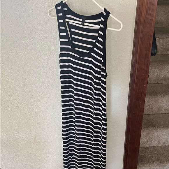J. Crew Black and Grey Striped Maxi Dress - Picture 1 of 3